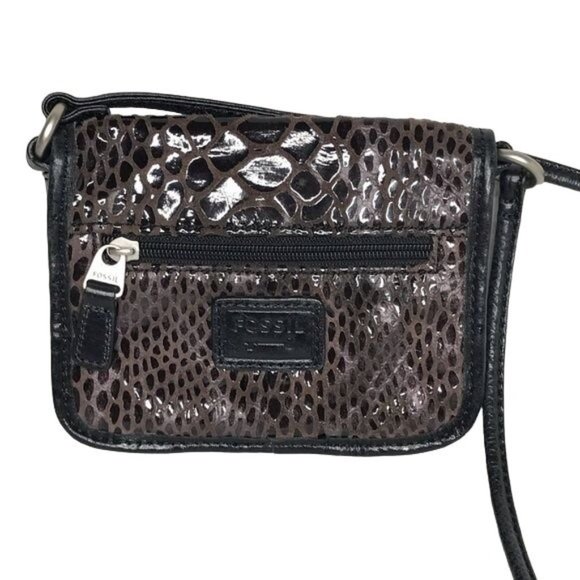 Fossil mini crossbody bag croc-embossed leather brown - Picture 2 of 8
